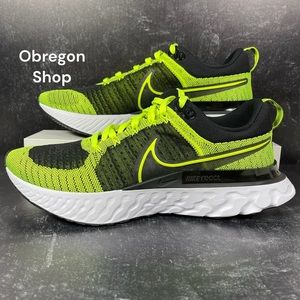 NIKE INFINITY RUN REACT 2 MENS ROAD RUNNING SHOES SIZE 11 FLYKNIT VOLT BLACK GRE